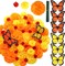 90 Pcs Day of The Dead Decorations Marigold Flower (Red, Yellow, Orange) 11.02"D x 11.02"W x 1.57"H